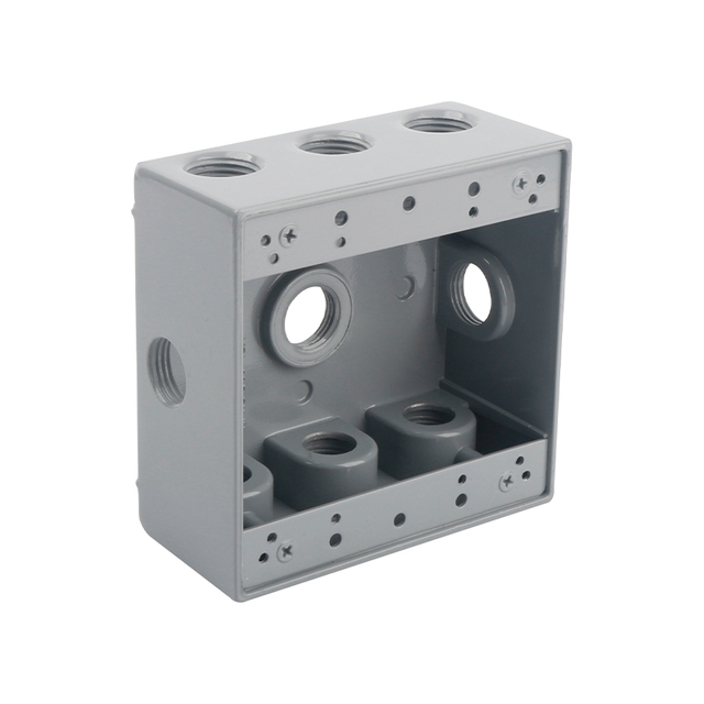 TWO GANG WEATHERPROOF BOX OUTLETS (9 HOLES SIDE OPENING) - ALUMINUM
