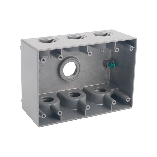 THREE GANG DEEP WEATHERPROOF BOX OUTLETS (7 HOLES) - ALUMINUM