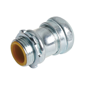 EMT CONNECTOR - COMPRESSION TYPE - WITH INSULATED THROAT - STEEL