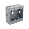 TWO GANG WEATHERPROOF BOX OUTLETS (5 HOLES SIDE OPENING) - ALUMINUM