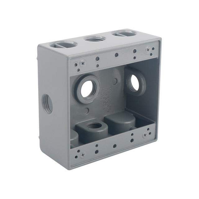 TWO GANG WEATHERPROOF BOX OUTLETS (5 HOLES SIDE OPENING) - ALUMINUM
