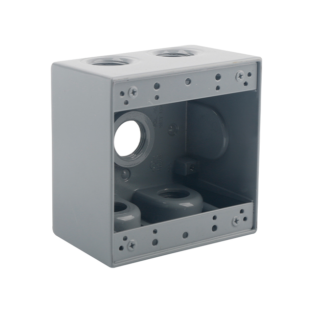 TWO GANG DEEP WEATHERPROOF BOX OUTLETS (5 HOLES) - ALUMINUM