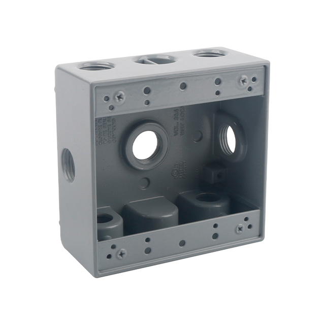 TWO GANG WEATHERPROOF BOX OUTLETS (7 HOLES SIDE OPENING) - ALUMINUM