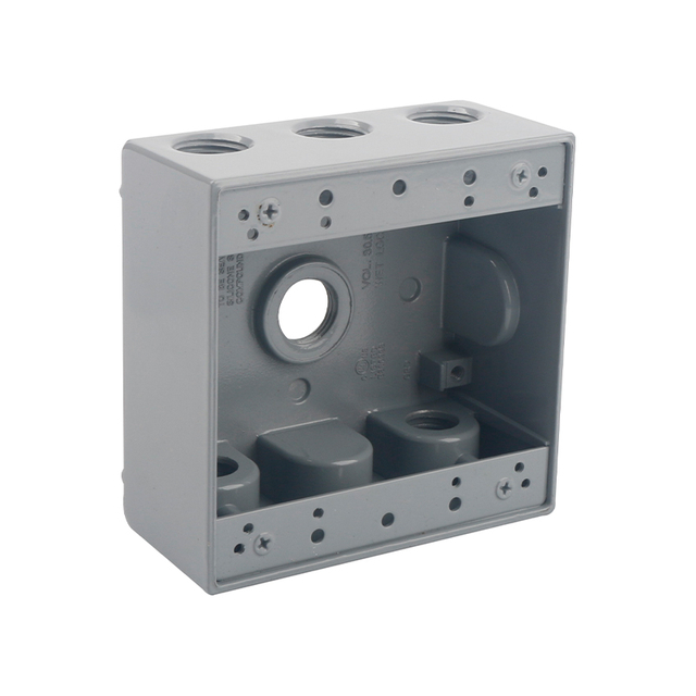 TWO GANG WEATHERPROOF BOX OUTLETS (6 HOLES) - ALUMINUM