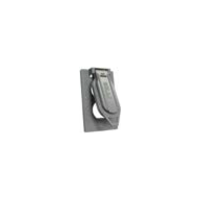 WEATHERPROOF SINGLE GANG VERTICAL DEVICE MOUNT COVER DUPLEX - ALUMINUM