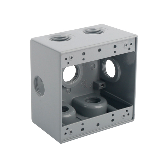 TWO GANG DEEP WEATHERPROOF BOX OUTLETS (7 HOLES SIDE OPENING) - ALUMINUM