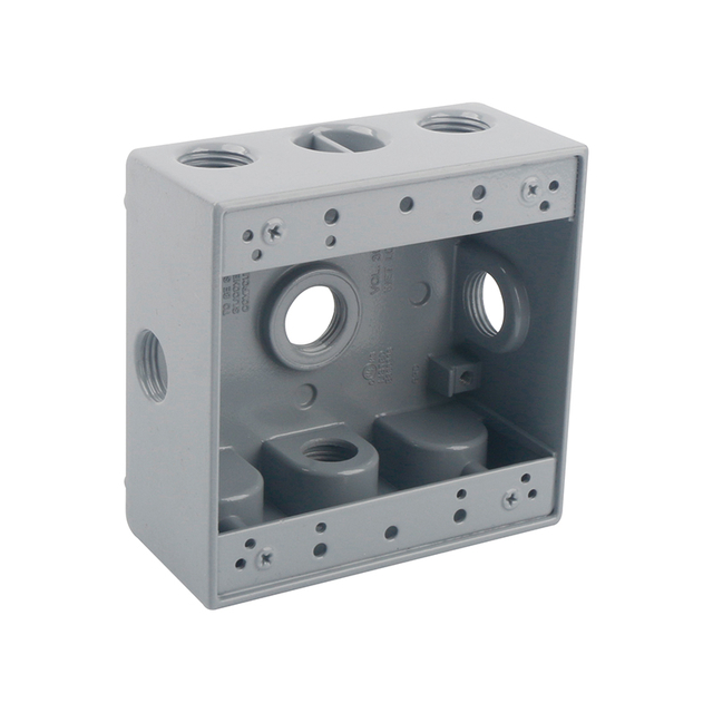 TWO GANG WEATHERPROOF BOX OUTLETS (6 HOLES SIDE OPENING) - ALUMINUM
